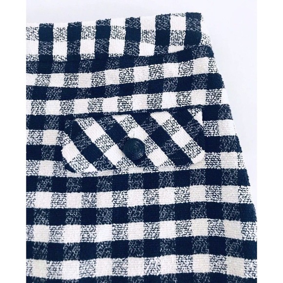 Brooks Brothers | Red Fleece Tweed Plaid Skirt Womens Size 8 Blue Slit - Picture 6 of 12